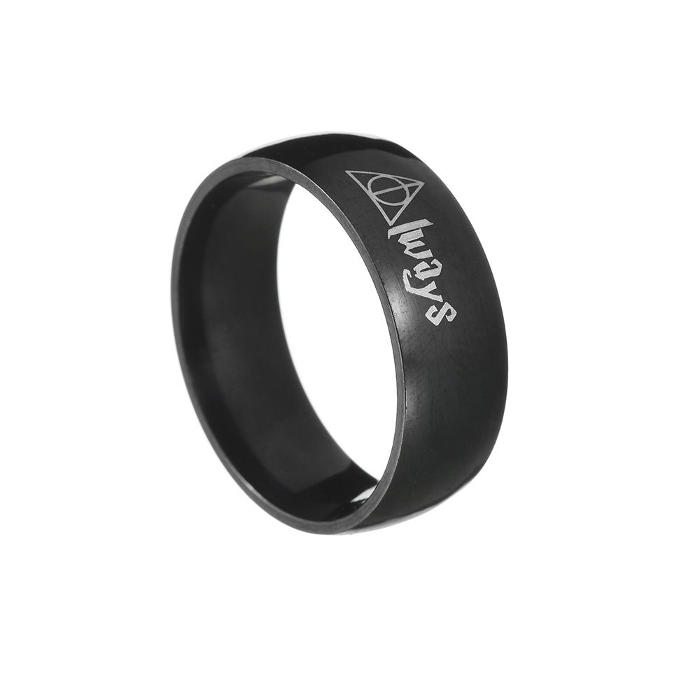 Mysterious Triangle Pattern Steel Ring Set - Size 6-13