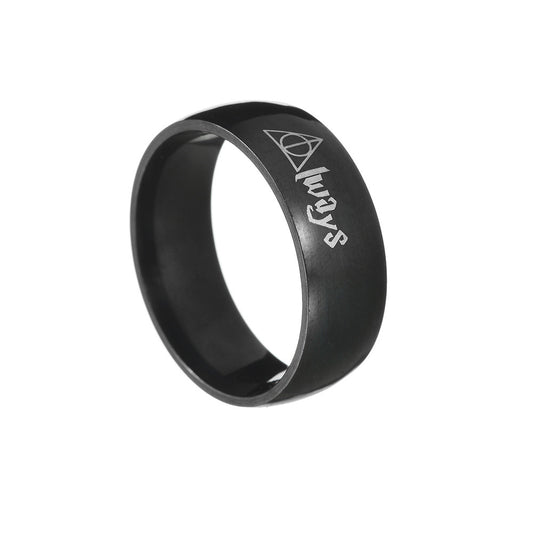 Mysterious Triangle Pattern Steel Ring Set - Size 6-13