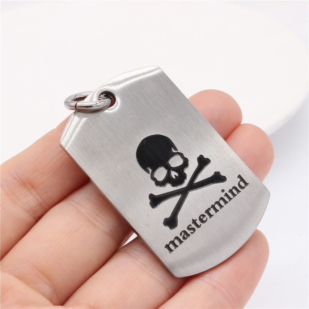 Planderful Titanium Skull Dog Tag Pendant For Men Unisex Military Style Durable Everyday Wear