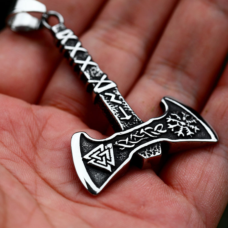 Retro Viking Ares Titanium Steel Axe Pendant for Men - Wholesale Stainless Steel Jewelry