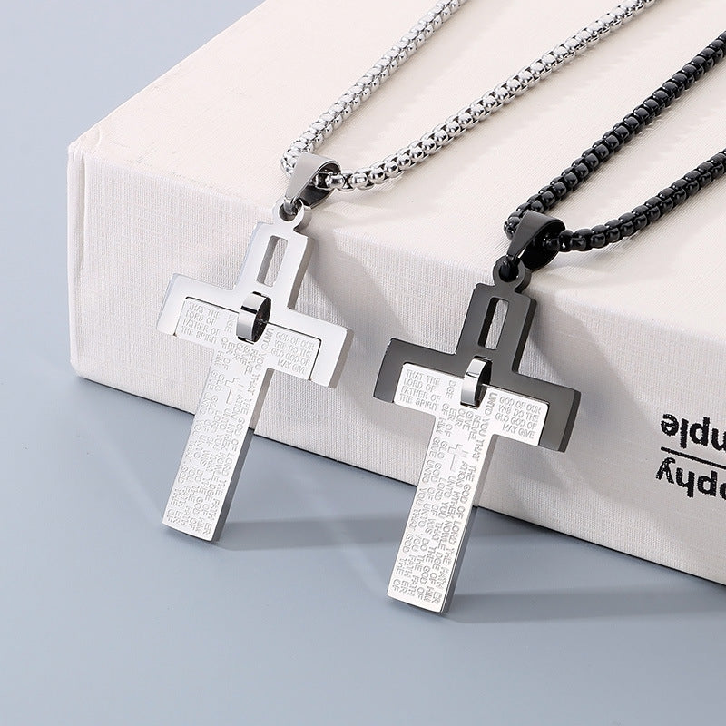Planderful Mens Stainless Steel Two Tone Cross Pendant