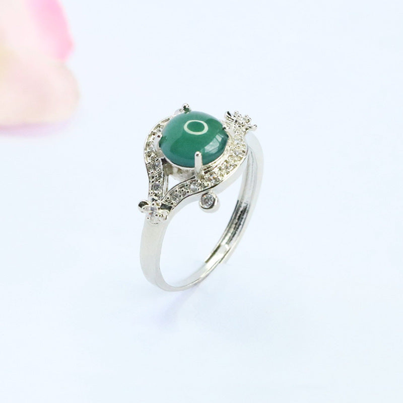 Blue Water Jadeite Dewdrop Ring