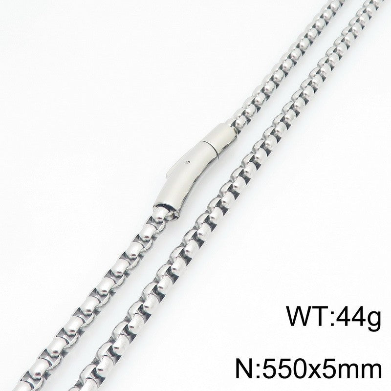 Stylish & Lettering Necklace – Hip-Hop Square Pearl Chain Bracelet