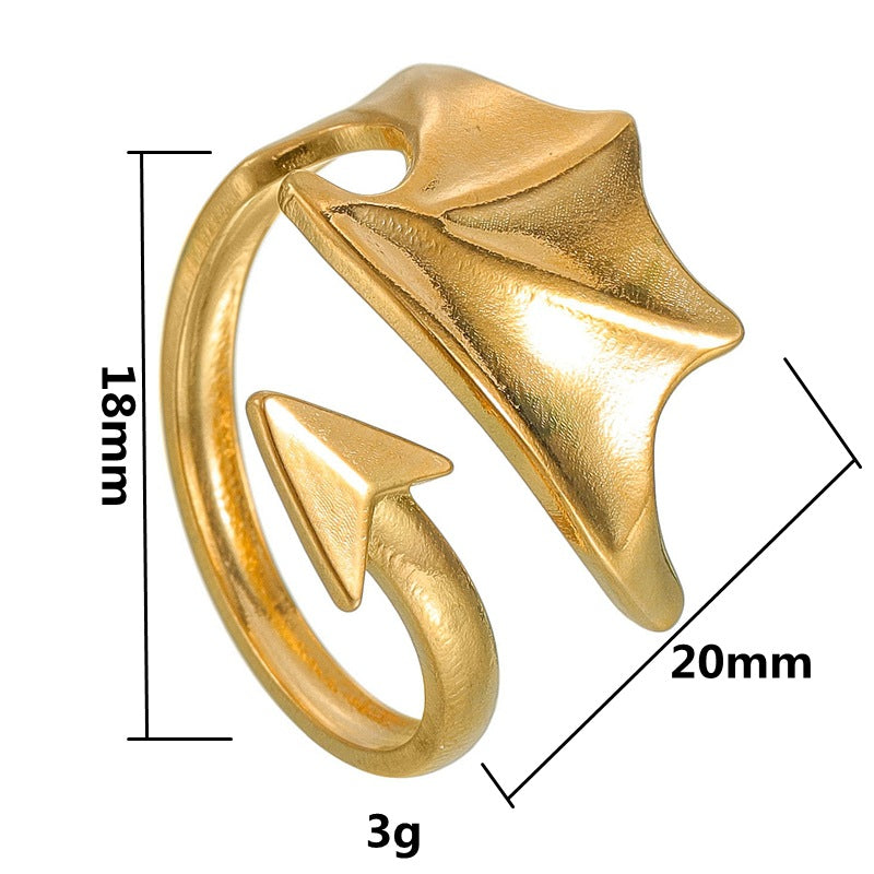 Planderful Everyday Genie Angel Wings Ring Unisex Adjustable Stainless Steel Protection Statement Couple Ring