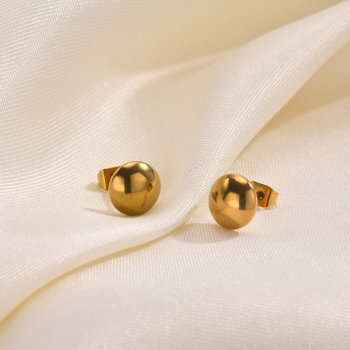 European And American Accessories Female Geometric Round Stud Earrings Golden Simplicity
