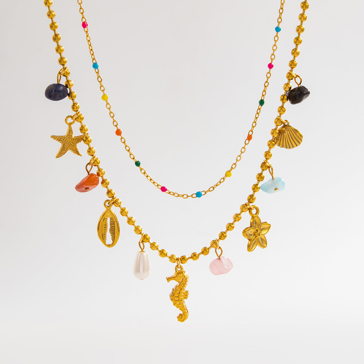 Starfish Pearl-Style Double-Layer Necklace