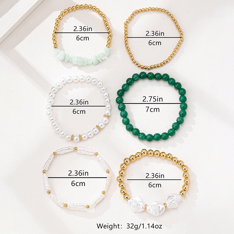 Planderful Vienna Verve Bracelet Set – Elegant Imitation Pearl and Glass Beads