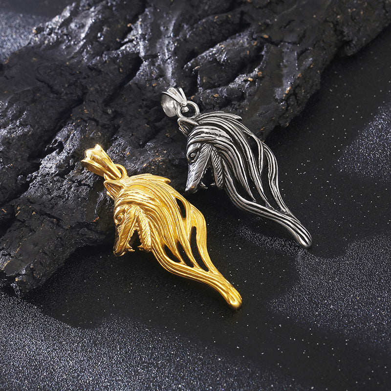 Viking Wolf Head Pendant - Retro Stainless Steel Fashion Jewelry for Men