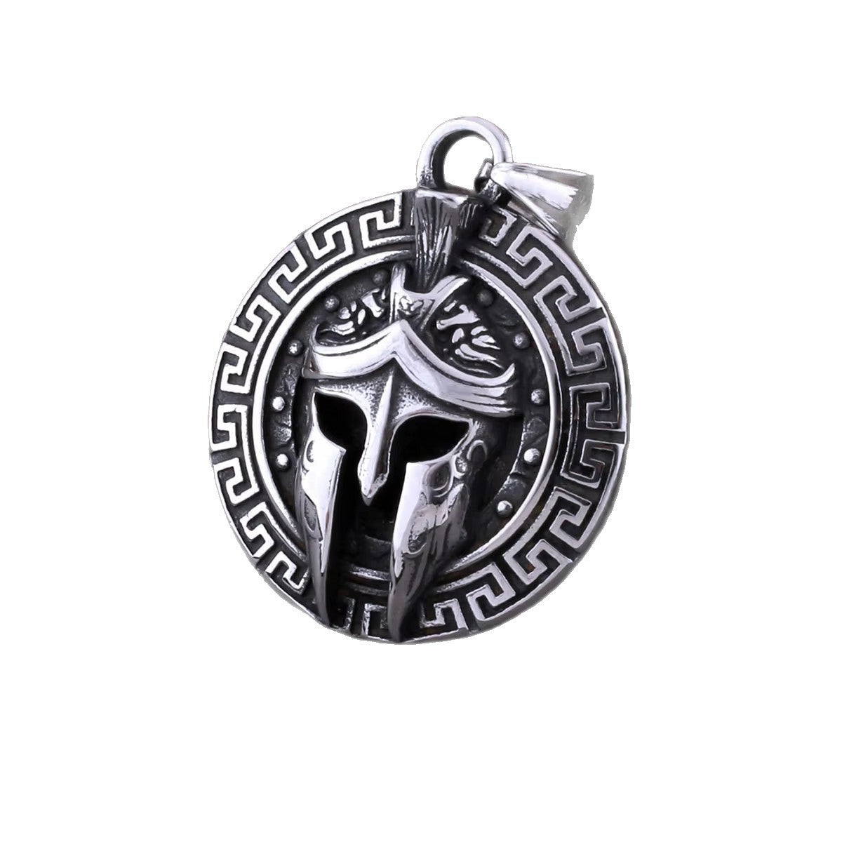 1. Planderful Titanium Steel Necklace For Men With Spartan Mask Pendant Retro Street Style