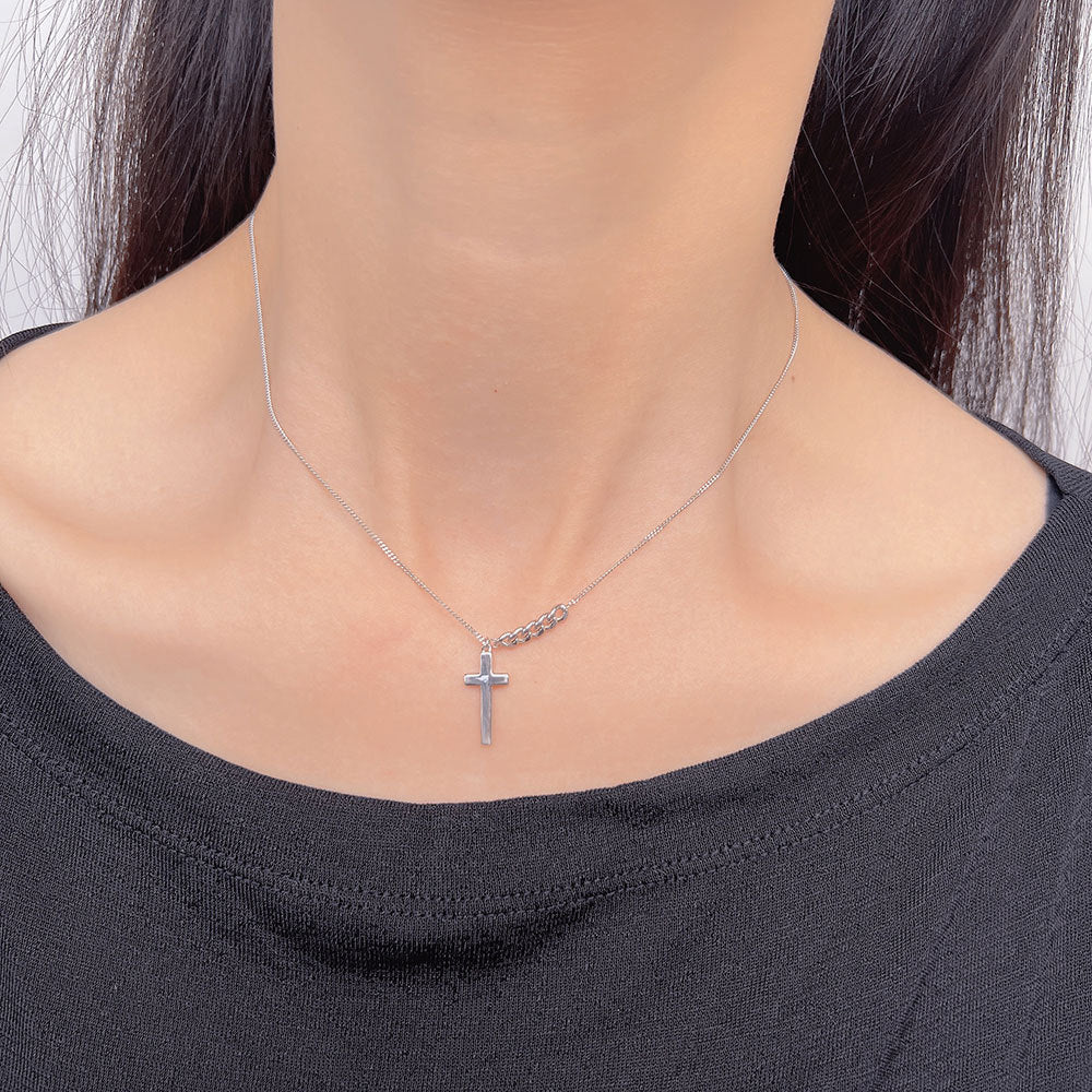 Vintage Trend Royal Sister Style Hip Hop Cross Necklace 925 Silver