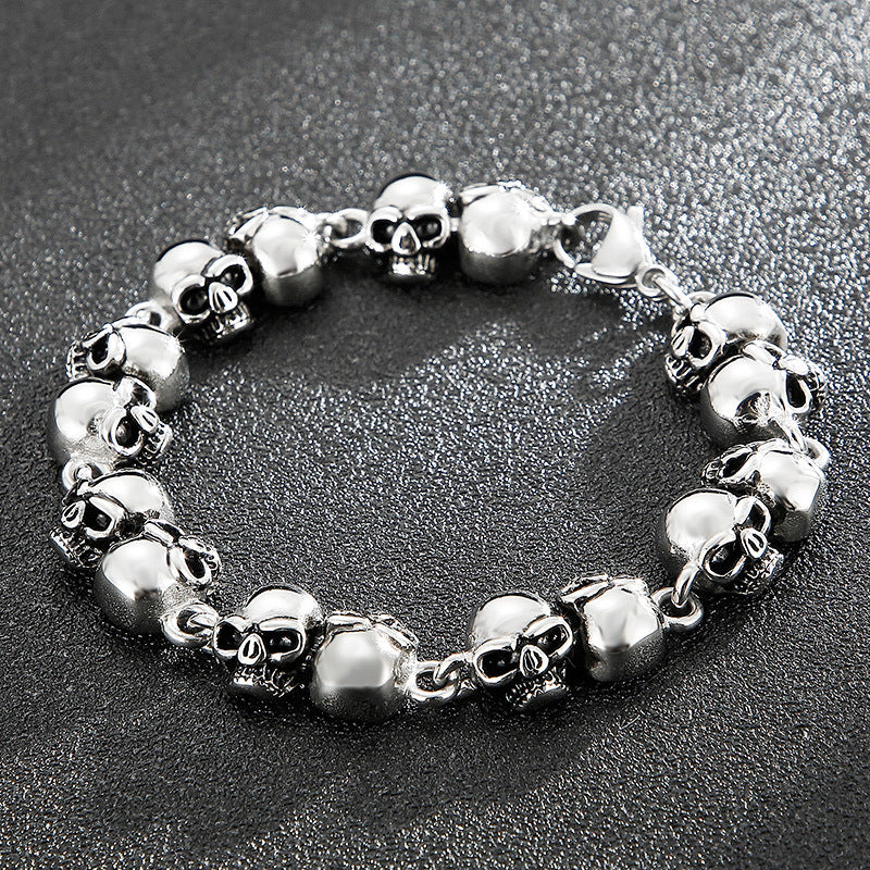 Antique Men's Titanium Steel Skull Bracelet