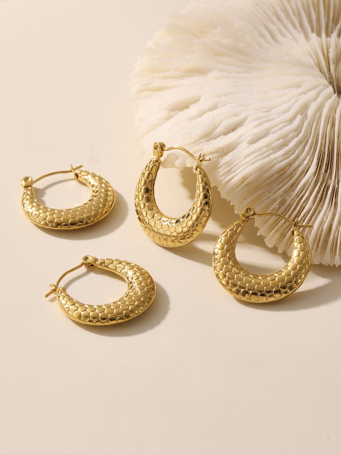 Planderful Fish Scale Circle Earrings 18K Plated Commuter