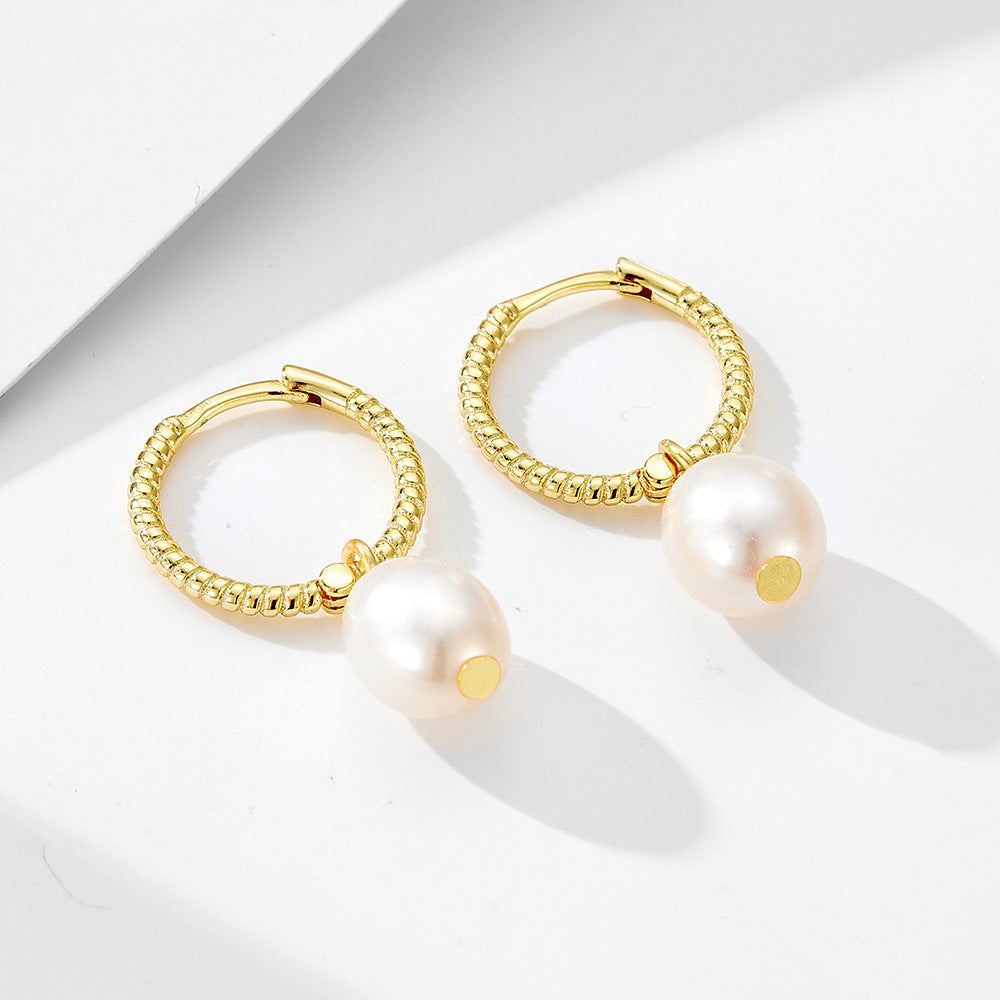 S925 Silver Niche Light Luxury Retro Natural Pearl Earrings