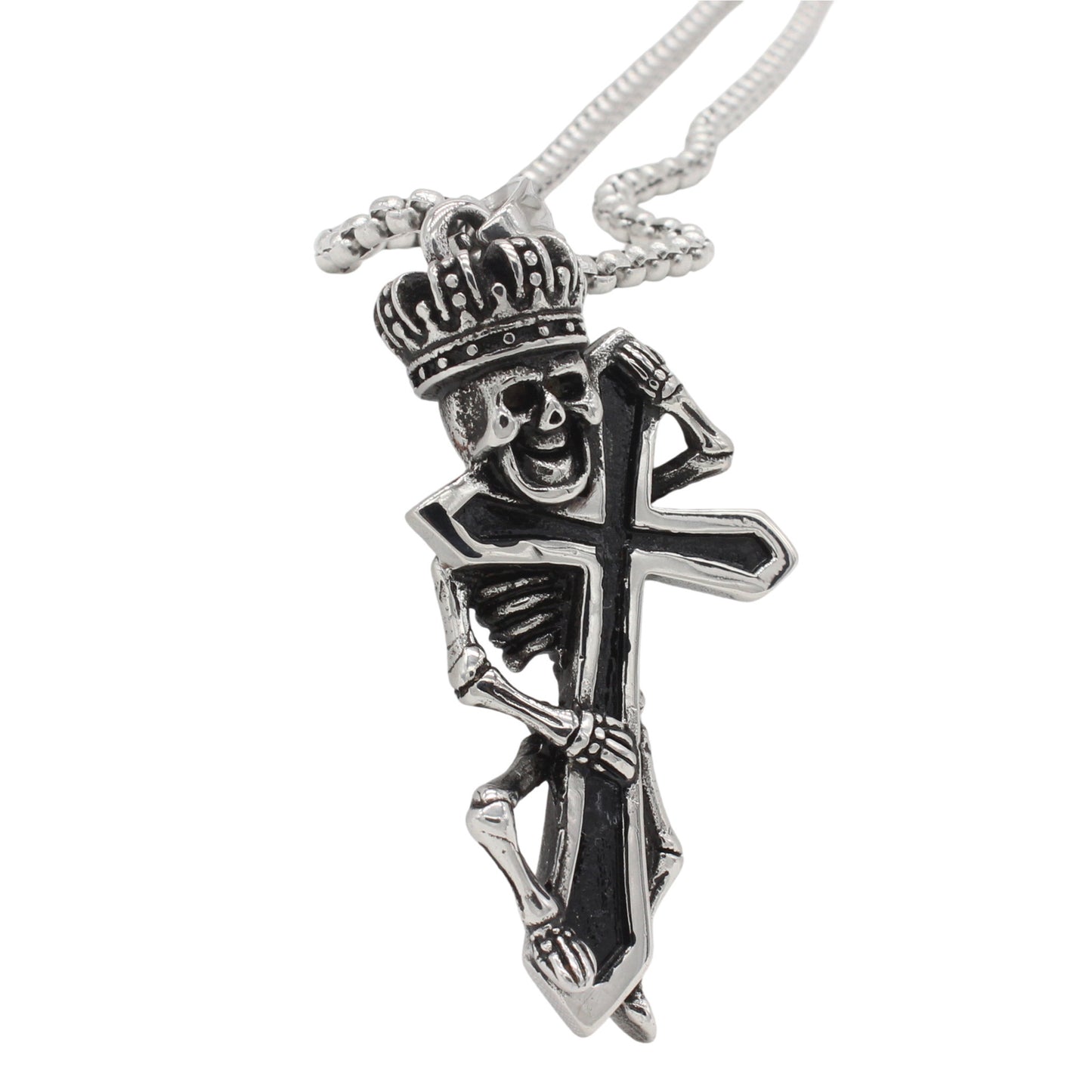 Planderful Everyday Genie – Retro Skull Cross Men's Titanium Steel Pendant Necklace