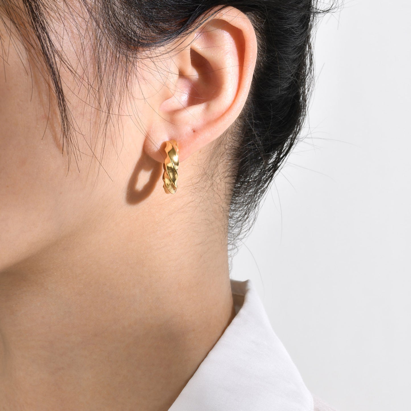 Stainless Steel Twist C-Earrings Gold Women's Trinkets