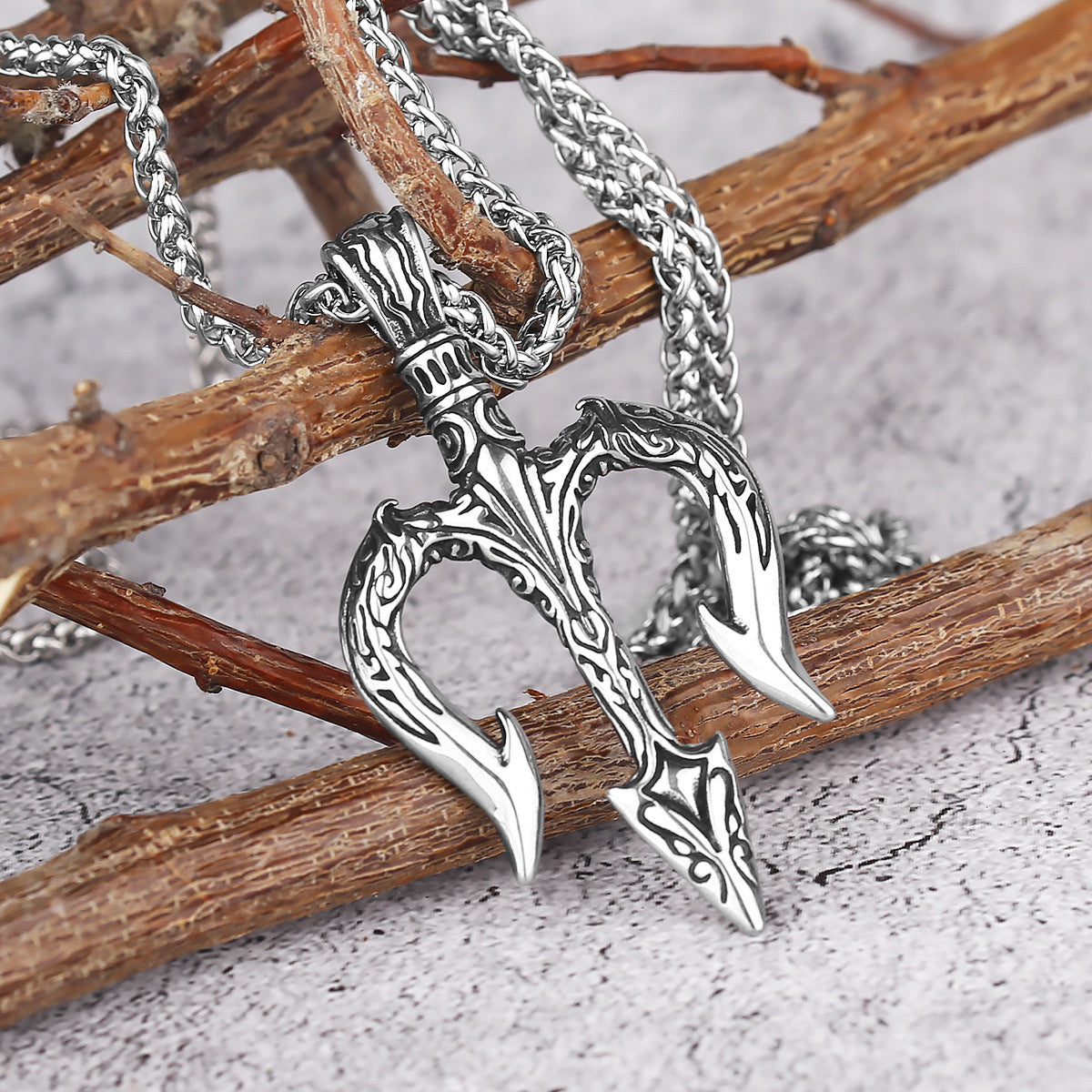Poseidon Trident Pendant Stainless Steel For Men By Planderful Everyday Genie Hip Hop Necklace Bold Statement Accessory