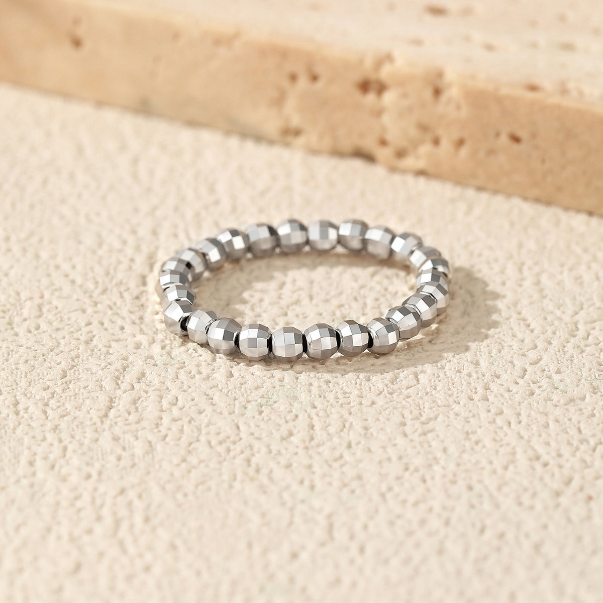 925 Sterling Silver Floral Bead Ring