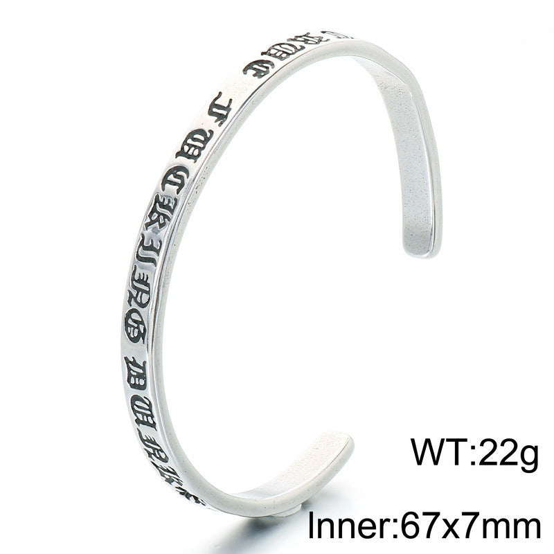 Punk Style Antique Winding Snake Thin Bracelet Goth Zircon Flower Stainless Steel Men's
