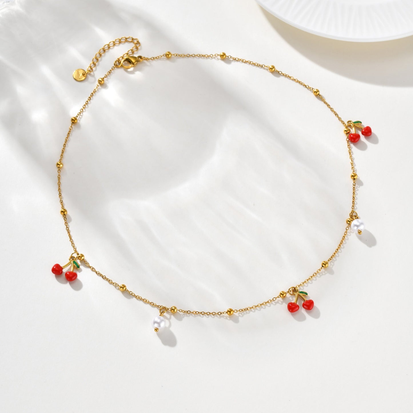 Stainless Steel Nk Chain Zircon Cherry Daily Stacked Street Wear Holiday Gift Necklace