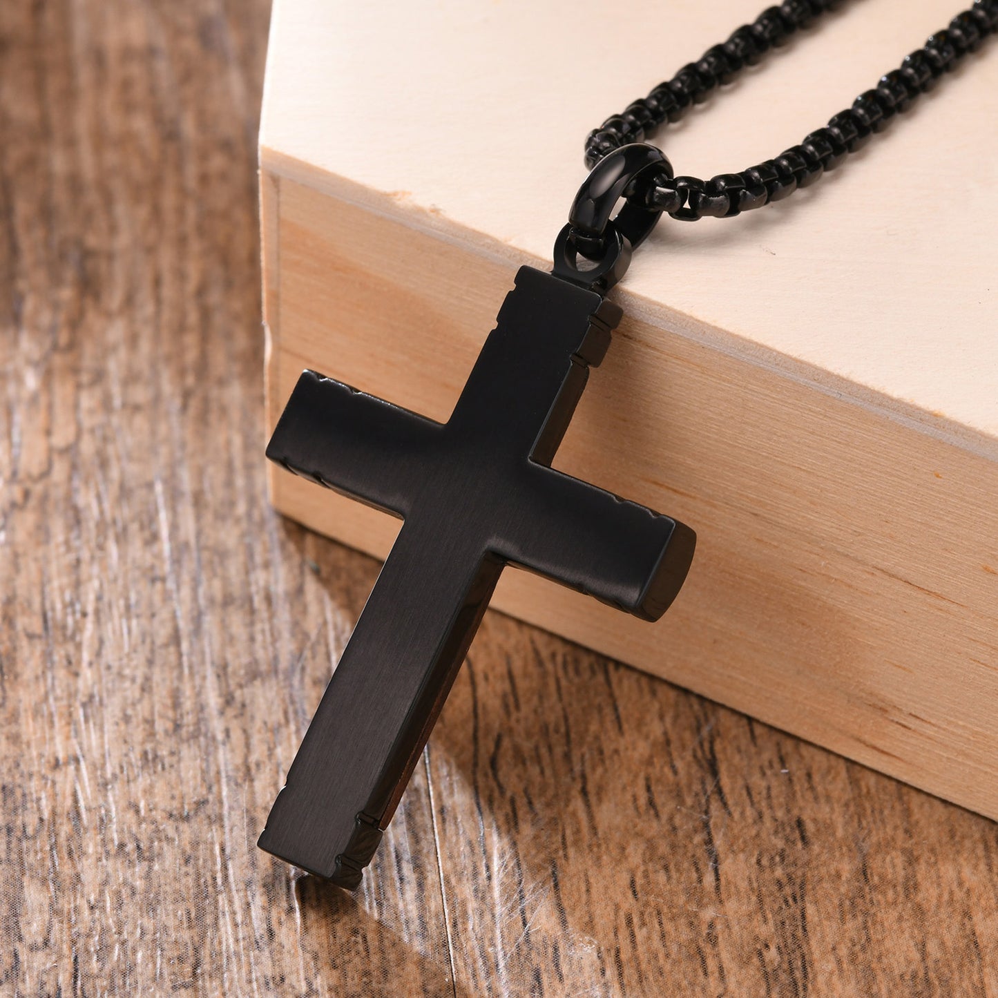 Pendant Titanium Steel Pear Wood Cross Pendant Men's Jewelry