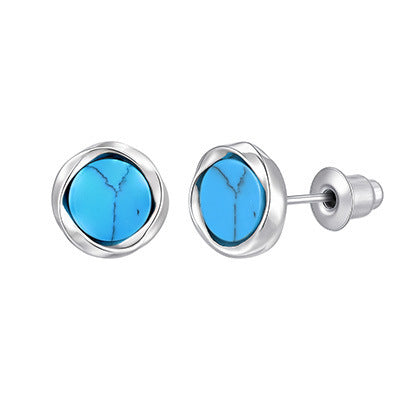 Copper Stone-Inlay Single Earrings — Tiger's Eye or Turquoise