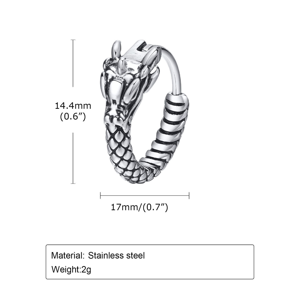 Stainless Steel Snake Vintage Earrings