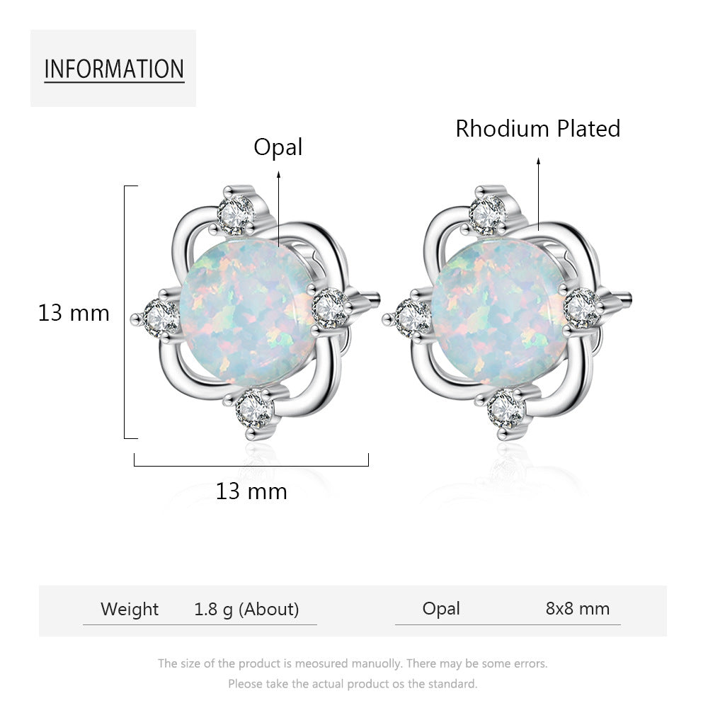 Planderful Jewelry Opal Stud Earrings In Sterling Silver Everyday Genie Collection