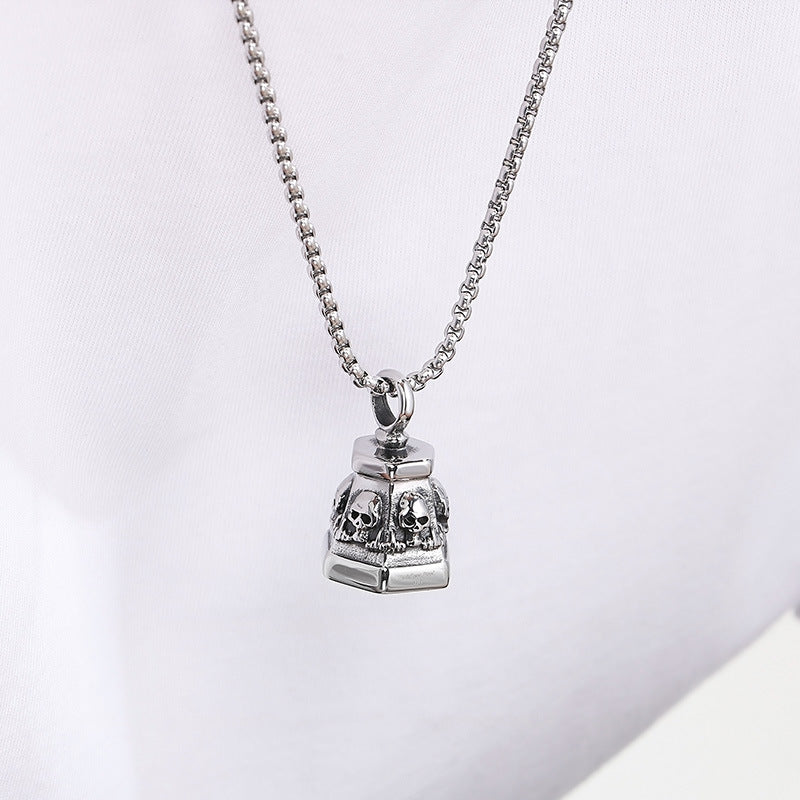 Planderful Ghost Head Pendant For Men Punk Skull Necklace