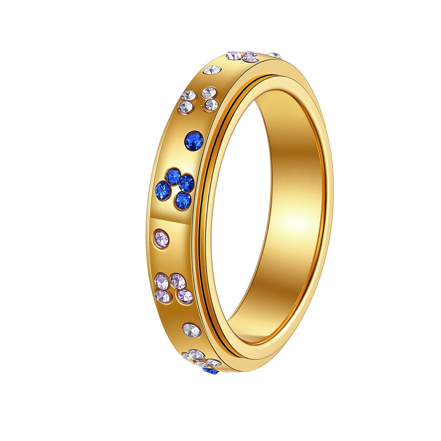 Planderful Rotatable Titanium Zircon Decompression Ring for Women Unisex Everyday Genie Collection