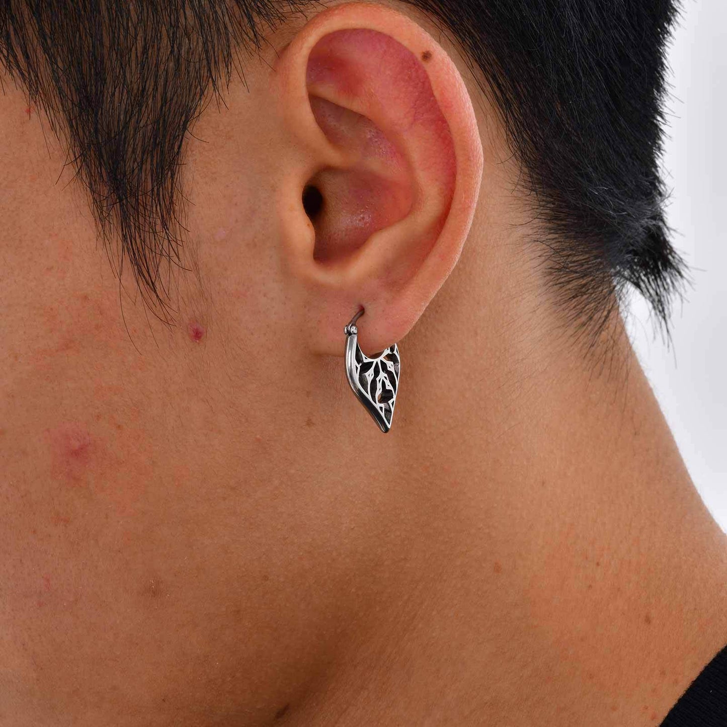 Planderful Stainless Steel Mens Earrings Hollow Engraved