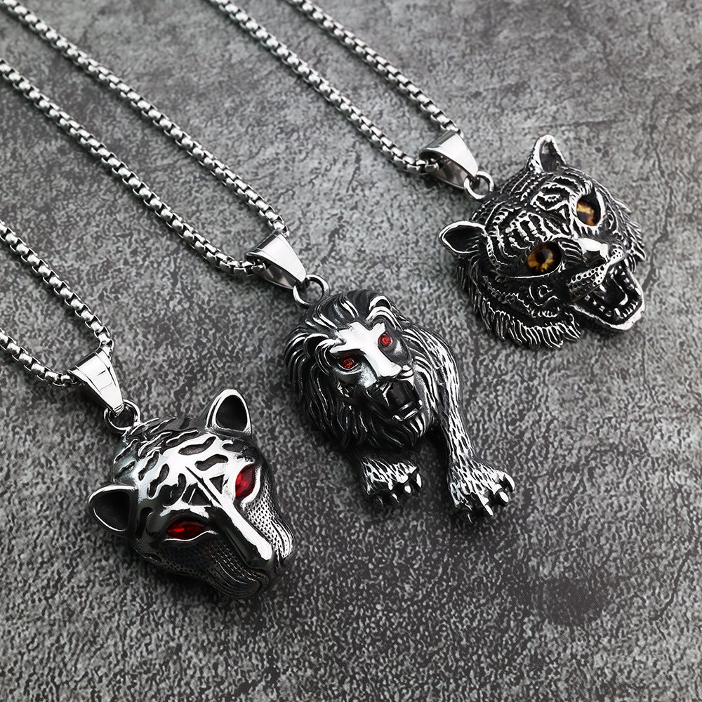 Punk Gem Stainless Steel Men's Pendant Necklace