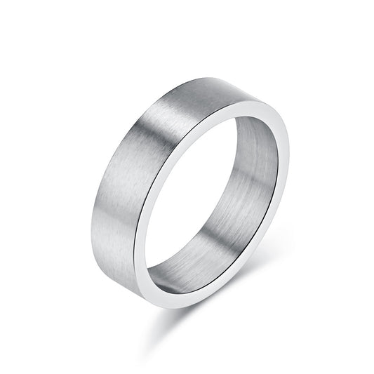 Gender-Free 6mm Brushed Matte Silver Gray Titanium Steel Ring