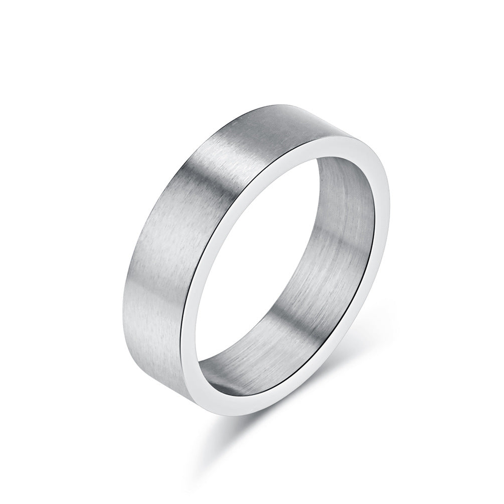 Neutral Cold Wind 6mm Brushed Matte Ancient Silver Gray Ring Accessories for Men