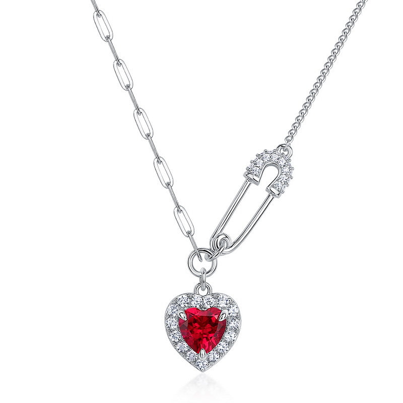 Lab-Grown Ruby Heart Pendant Necklace