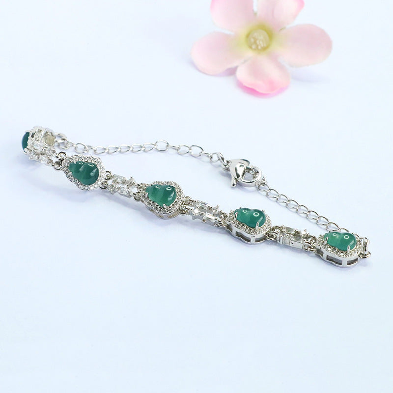 Blue Water Jadeite Gourd 7.8*5.8 mm Bracelet