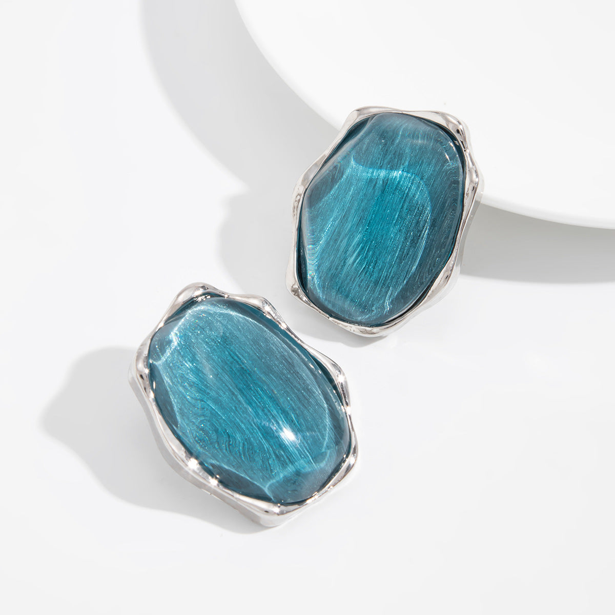 Planderful Vienna Verve Statement Stone Stud Earrings Brushed Texture Lava Stone Retro Design For Trendsetters