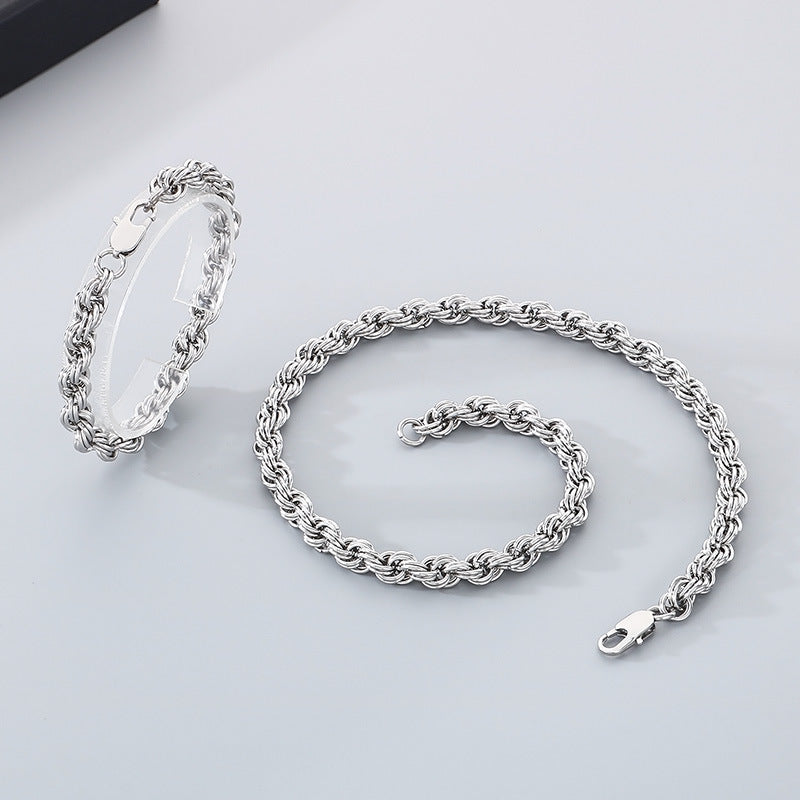 Mens Stainless Steel Twist Circle Necklace Jewelry Style