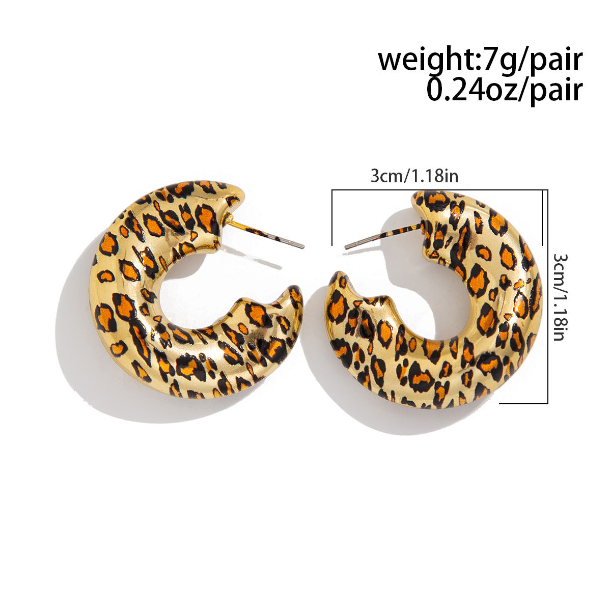 Planderful Resin Geometric Earrings C Shaped With Leopard Print Water Drop For Women Bold Chic Statement