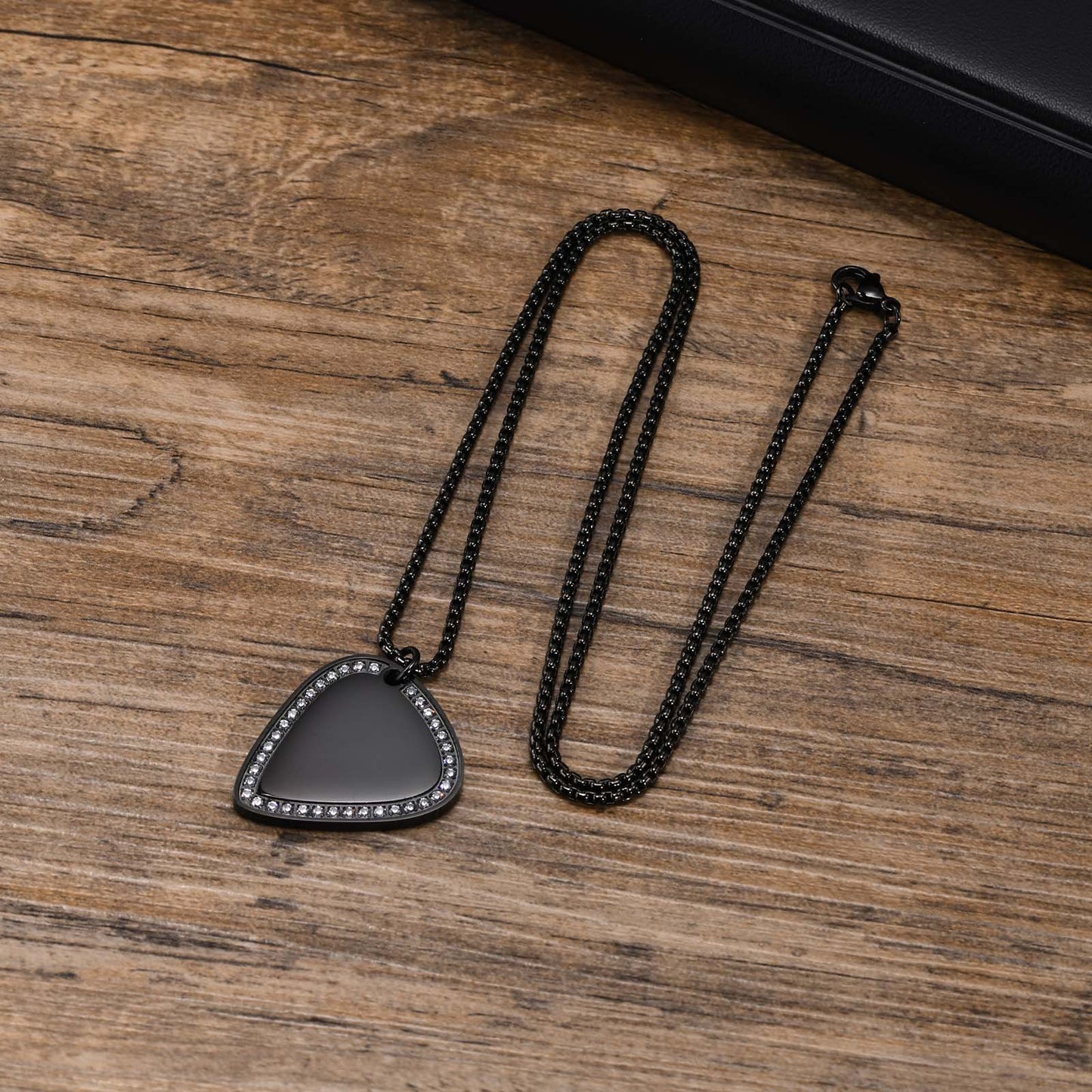 Men's Fashion Accessories Stainless Steel Guitar Pendant Black