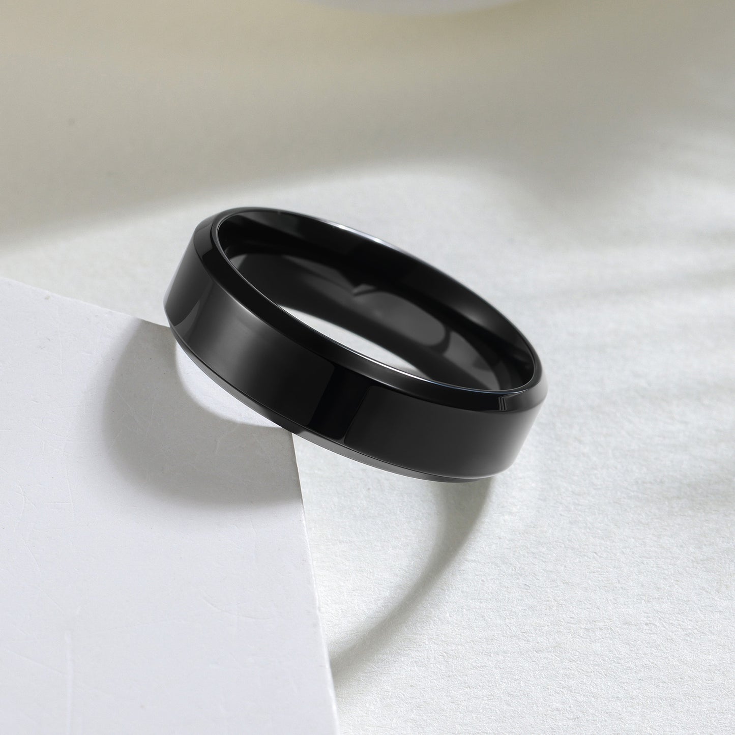 Planderful Everyday Genie Titanium Steel Ring Unisex 4mm 6mm 8mm Glossy Double Beveled Finish