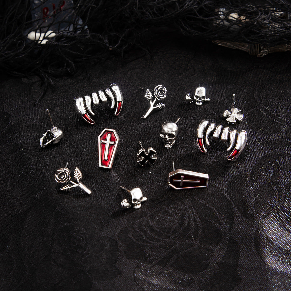 Planderful Vienna Verve Skull Cross Stud Earrings For Halloween Enthusiasts Gothic Statement Jewelry