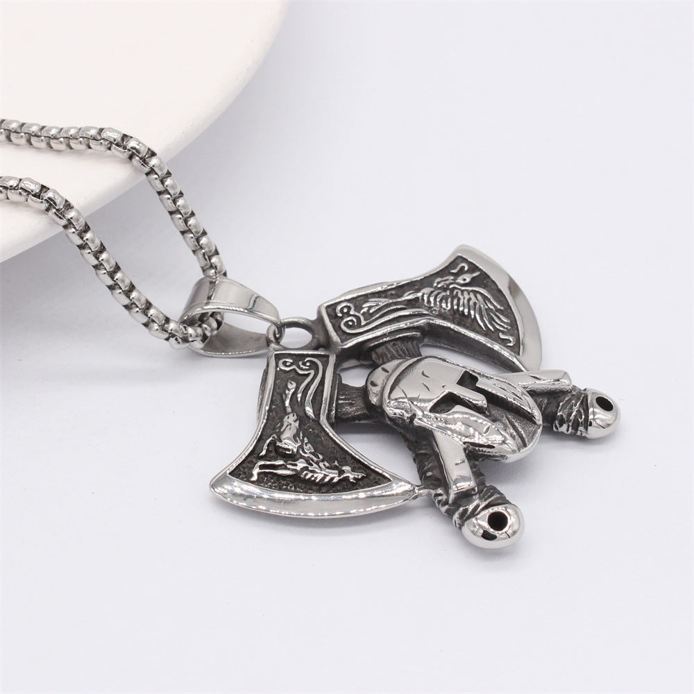 Planderful Viking Axe Pendant Titanium Steel Jewelry For Men And Women Protection Charm