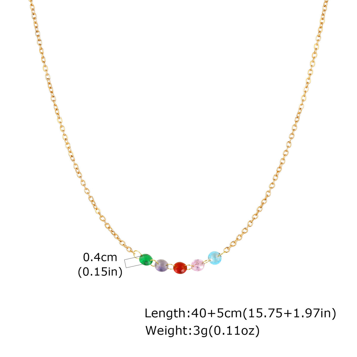 Stainless Steel White Zircon Gold Necklace Ladies