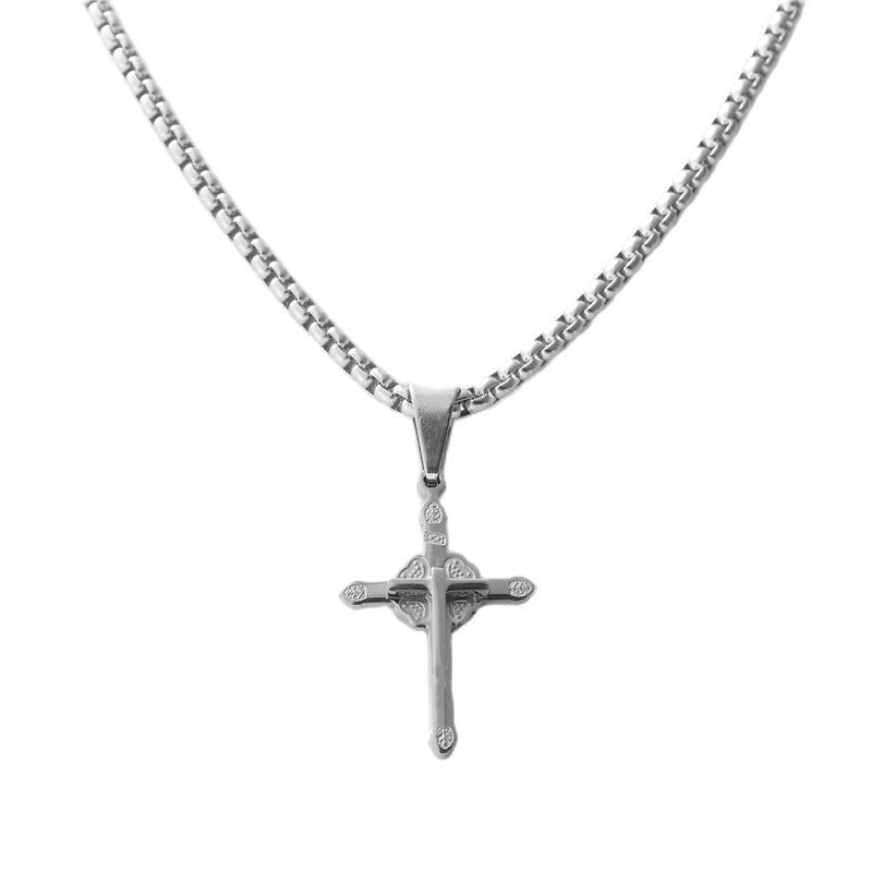 Personalized Retro Titanium Steel Cross Necklace for Men - Trendy Stainless Steel Pendant