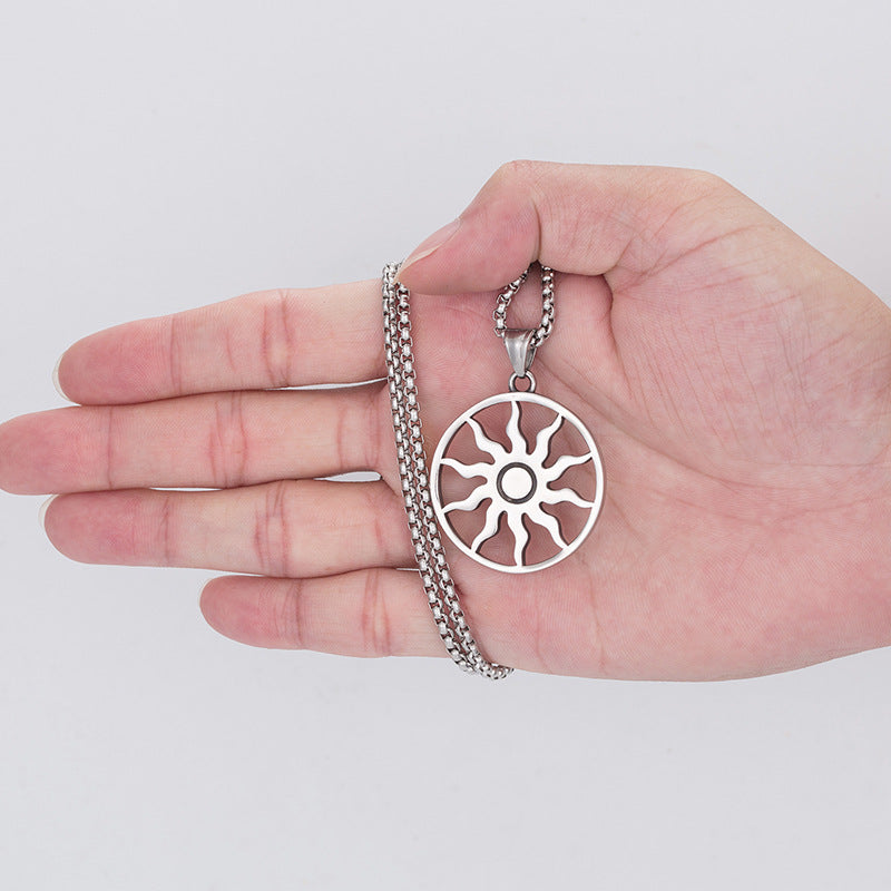 Titanium Steel Necklace – Minimalist Nordic Helios Pendant