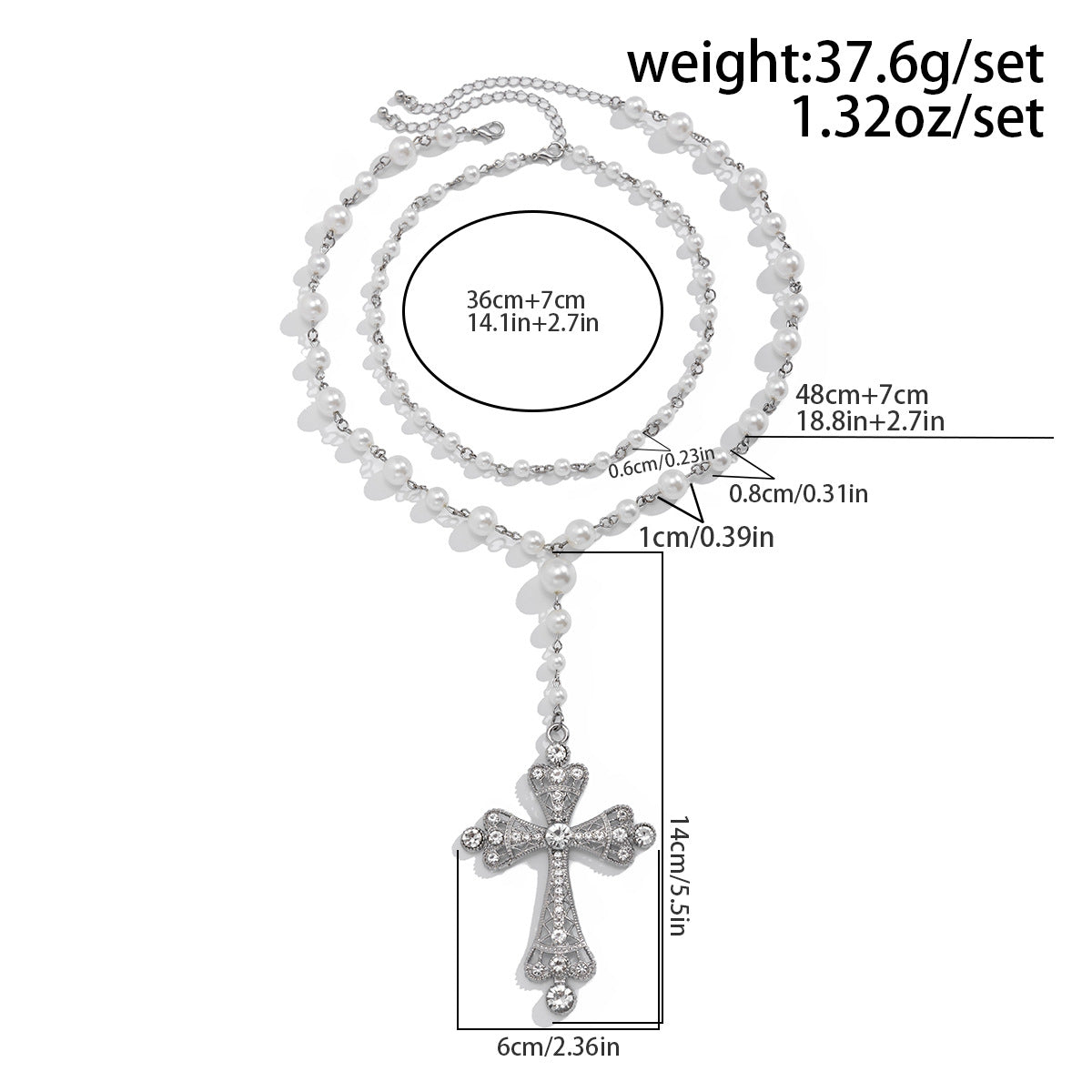 Cyber Cross & Bead Layered Necklace