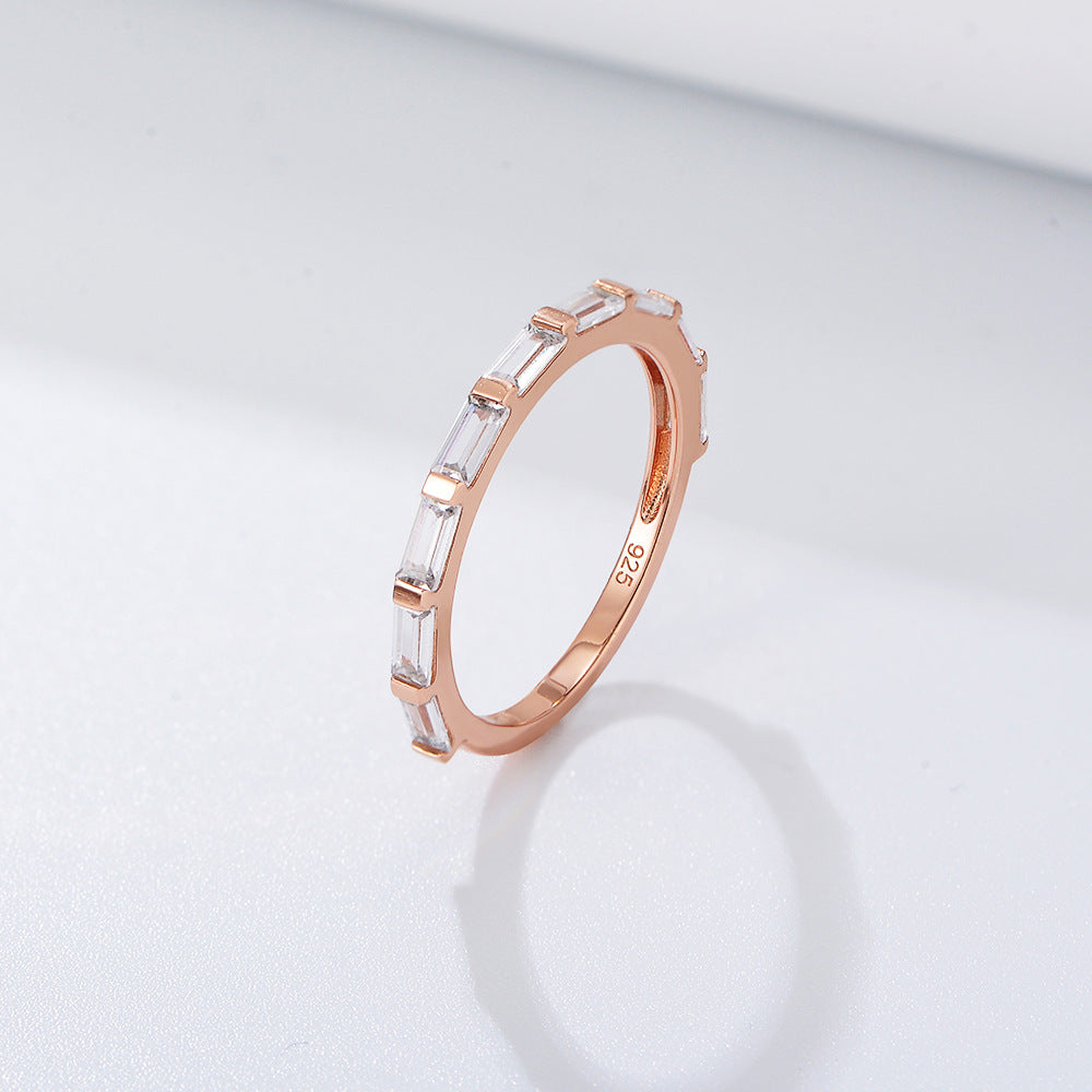 Rectangular Zircon Sterling Silver Ring Zircon Ring