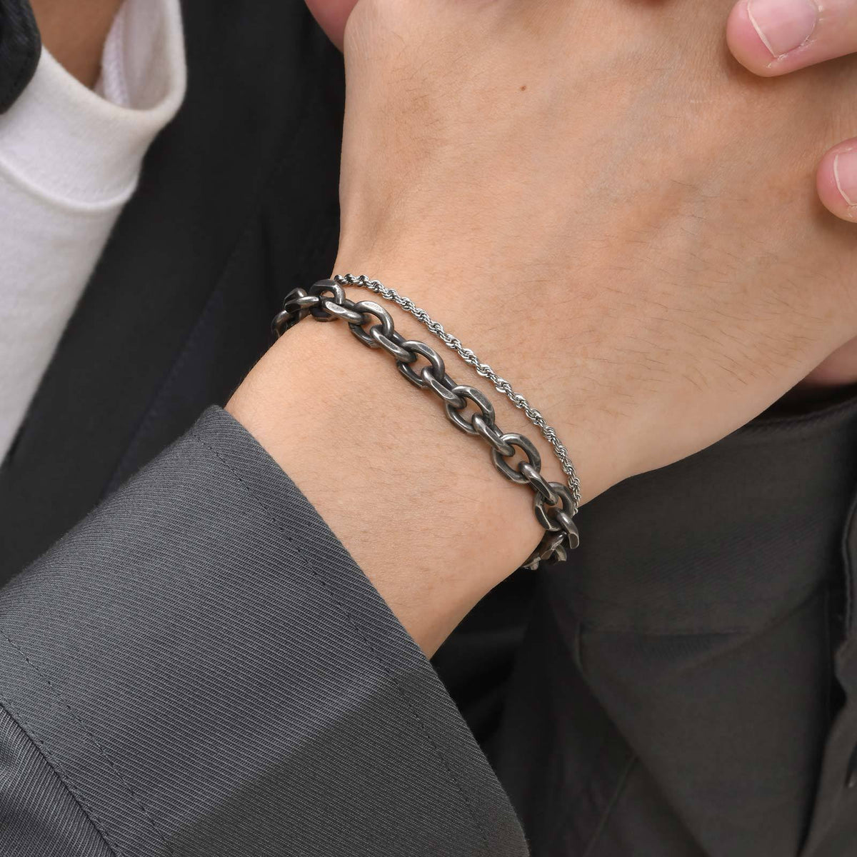 Bracelets Double Hip Hop Stainless Steel Bracelet