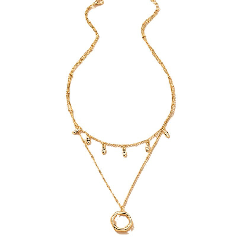 French Riviera Double-Layer Necklace with Retro Charm