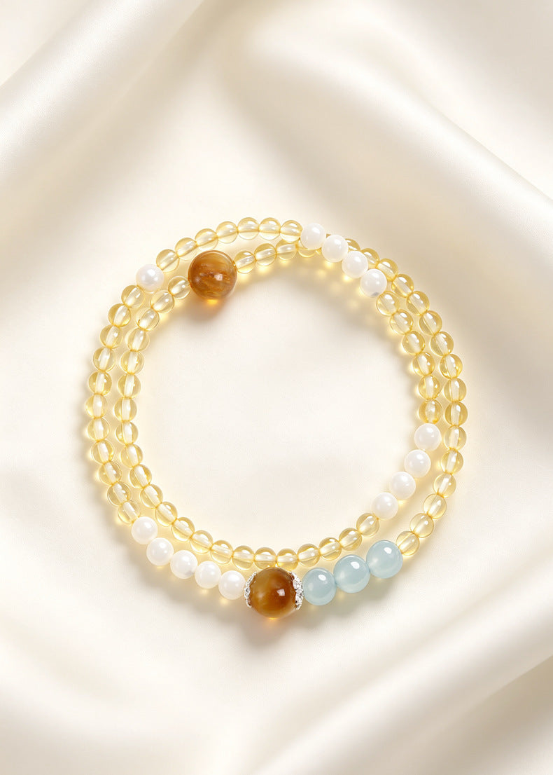 Rose Quartz Citrine Crystal Bracelet